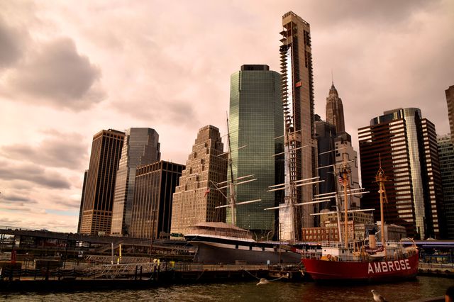 A photo of the skyline at South Street Seaport